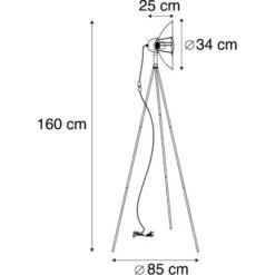 QAZQA Moderno Lámpara De Pie Industrial Trípode Negro Con Dorado - MAGNA Basic 25 Acero Redonda /Alargada Adecuado Para LED Max. 1 X 40 Watt 9 QAZQA Moderno Lámpara De Pie Industrial Trípode Negro Con Dorado - MAGNA Basic 25 Acero Redonda /Alargada Adecuado Para LED Max. 1 X 40 Watt -Trio Ventas 12334417 3
