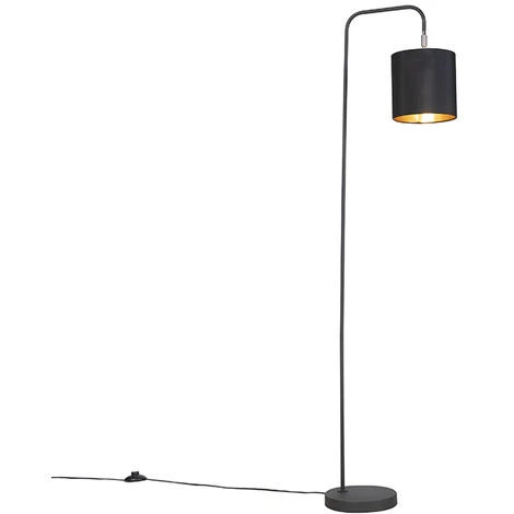 QAZQA + Moderno Lámpara De Pie Moderna Negra - LOFTY Acero /Textil Redonda /Alargada /Cilíndra Adecuado Para LED Max. 1 X 60 Watt 3 QAZQA + Moderno Lámpara De Pie Moderna Negra - LOFTY Acero /Textil Redonda /Alargada /Cilíndra Adecuado Para LED Max. 1 X 60 Watt