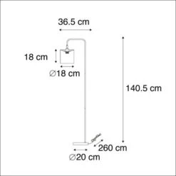 QAZQA + Moderno Lámpara De Pie Moderna Negra - LOFTY Acero /Textil Redonda /Alargada /Cilíndra Adecuado Para LED Max. 1 X 60 Watt 9 QAZQA + Moderno Lámpara De Pie Moderna Negra - LOFTY Acero /Textil Redonda /Alargada /Cilíndra Adecuado Para LED Max. 1 X 60 Watt -Trio Ventas 12940002 3