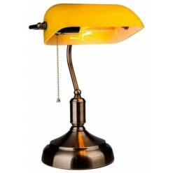 Lámpara De Mesa Vintage Banker Amarillo
