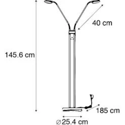 QAZQA Moderno Lámpara De Pie Moderna De Bronce Con Lámpara De Lectura Con LED - Eva Metálica Alargada Incluye LED Max. 2 X 10 Watt -Trio Ventas 13546821 3