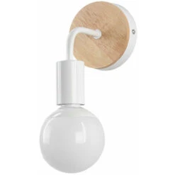 Apliques De Pared Moderno Creativo De Madera Vintage Lámpara De Pared De Hierro Forjado E27 40W De Montaje En Pared Lámpara De Cabecera De Luz De Lectura Para Dormitorio Salón (Blanco)