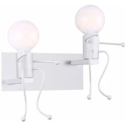 2 Cabeza Creativo Vintage Apliques De Pared Metal Industrial Retro Lámpara De Pared Base De Hierro Art Deco E27 Base Para Bar Dormitorio Cocina Restaurante Cafetería Pasillo (Blanco)
