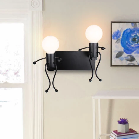 2 Cabeza Creativo Vintage Apliques De Pared Metal Industrial Retro Lámpara De Pared Base De Hierro Art Deco E27 Base Para Bar Dormitorio Cocina Restaurante Cafetería Pasillo (Negro) 4 2 Cabeza Creativo Vintage Apliques De Pared Metal Industrial Retro Lámpara De Pared Base De Hierro Art Deco E27 Base Para Bar Dormitorio Cocina Restaurante Cafetería Pasillo (Negro) - Imagen 2