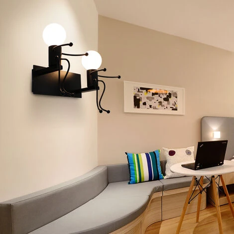 2 Cabeza Creativo Vintage Apliques De Pared Metal Industrial Retro Lámpara De Pared Base De Hierro Art Deco E27 Base Para Bar Dormitorio Cocina Restaurante Cafetería Pasillo (Negro) 5 2 Cabeza Creativo Vintage Apliques De Pared Metal Industrial Retro Lámpara De Pared Base De Hierro Art Deco E27 Base Para Bar Dormitorio Cocina Restaurante Cafetería Pasillo (Negro) - Imagen 3