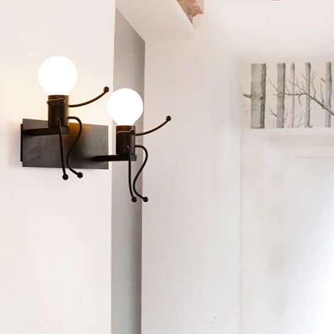 2 Cabeza Creativo Vintage Apliques De Pared Metal Industrial Retro Lámpara De Pared Base De Hierro Art Deco E27 Base Para Bar Dormitorio Cocina Restaurante Cafetería Pasillo (Negro) 6 2 Cabeza Creativo Vintage Apliques De Pared Metal Industrial Retro Lámpara De Pared Base De Hierro Art Deco E27 Base Para Bar Dormitorio Cocina Restaurante Cafetería Pasillo (Negro) - Imagen 4