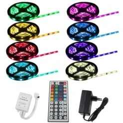 TIRA DE LUCES RGB 5 M CON MANDO A DISTANCIA 24 BOTONES Y ADAPTADOR 12V