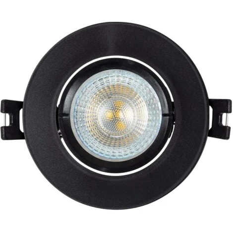Aro Downlight Circular Basculante Para Bombilla LED GU10 / GU5.3 Corte Ø 70 Mm Negro. 5 Aro Downlight Circular Basculante Para Bombilla LED GU10 / GU5.3 Corte Ø 70 Mm Negro. - Imagen 3