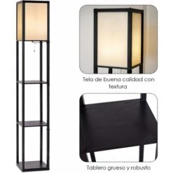 Estantería Con Lámpara Pie Con Pantalla 3 Estantes De Madera Moderna Para Sofá Cama Salón Habitación Estudio Decoración 11 Estantería Con Lámpara Pie Con Pantalla 3 Estantes De Madera Moderna Para Sofá Cama Salón Habitación Estudio Decoración -Trio Ventas 16922397 5