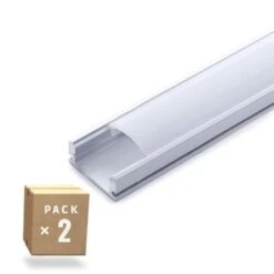 Pack 2 Perfil De Aluminio Para LEDs Difusor Opal Tira 2M (SU-A1707-PK2-AP)