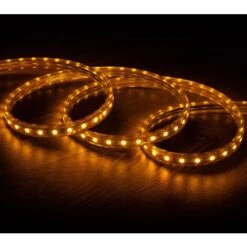 Tira LED Regulable 220V AC 60 LED/m Amarillo Ámbar IP65 A Medida Ancho 14mm Corte Cada 100 Cm 3m120º