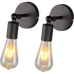 2PCS Lámpara De Pared De Hierro De Metal Creativo Lámpara De Pared Ajustable De Angulo De Apliques De Pared Retro Para Dormitorio Bar Cafe Negro