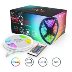 B.K.Licht 5m Tira LED Autoadhesiva I Impermeable IP20/44 I 16 RGB Flexibles Multicolor I LED Kit Completo Con Mando A Distancia I Luz Ambiental