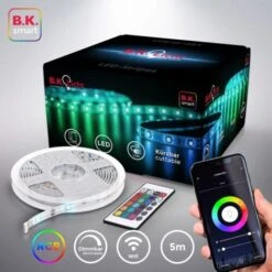 B.K.Licht I 5m Smart LED Stripe I WiFi LED Band I App Controlable I Control De Voz Alexa Y Google Assistant I Incl. Control Remoto I Silicone Coated I IOS & Android I Autoadhesivo I Blanco