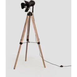 Lámpara De Pie Trípode Cinne SKLUM Negro - Madera Natural