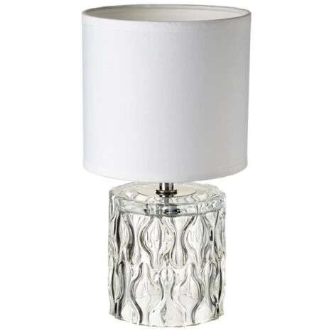 Lámpara De Mesa Tallada Luxury De Cristal Blanca, De ø 15x29 Cm - 3 Lámpara De Mesa Tallada Luxury De Cristal Blanca, De ø 15x29 Cm -