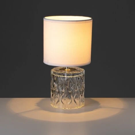 Lámpara De Mesa Tallada Luxury De Cristal Blanca, De ø 15x29 Cm - 6 Lámpara De Mesa Tallada Luxury De Cristal Blanca, De ø 15x29 Cm - - Imagen 4