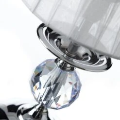 Lámpara De Mesita De Noche Luxury De Metal Y Cristal Blanca, De ø 17x31 Cm - -Trio Ventas 24312030 3