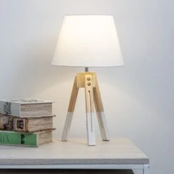 Lámpara De Sobremesa Nórdica Blanca De Madera Para Salón Vitta - -Trio Ventas 24312256 5