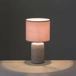 Lámpara De Mesita De Noche Grabada Shabby Chic De Cemento Gris De 33x18x18 Cm -Trio Ventas 24312752 3