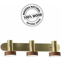 Regleta De Baño Con Focos LED 3x5W Cuero Viejo/Madera IP23