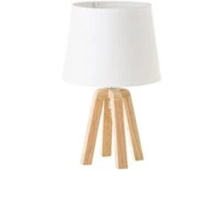 Lámpara De Mesita De Noche Nórdica De Madera De Roble Beige, De ø 21x34 Cm -