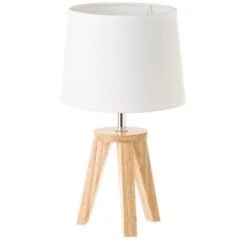 Lámpara De Mesita De Noche Nórdica De Madera De Roble Beige, De ø 19x33 Cm -