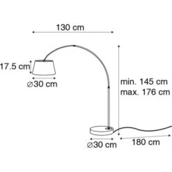 QAZQA Moderno Lámpara De Arco Moderna Negra Con Oro - Arc Basic Acero /Textil /Plástico Alargada Adecuado Para LED Max. 1 X 20 Watt -Trio Ventas 28063543 3