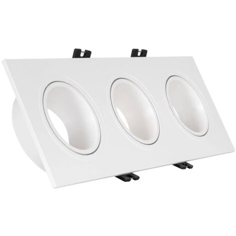 Aro Downlight Cuadrado Basculante Para Tres Bombillas LED GU10 / GU5.3 Corte 75x235 Mm Blanco. 5 Aro Downlight Cuadrado Basculante Para Tres Bombillas LED GU10 / GU5.3 Corte 75x235 Mm Blanco. - Imagen 3