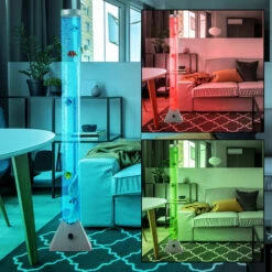 Lámpara De Pie LED RGB, Lámpara De Pie Decorativa Con Columna De Agua Y Burbujas De Peces, Lámpara De Pie Que Cambia De Color