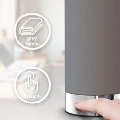 B.K.Licht I Lámpara De Mesa De Tela Gris I Función Táctil I Triplemente Regulable I E14 I Base Cromada I Sin Bombilla -Trio Ventas 29430874 3