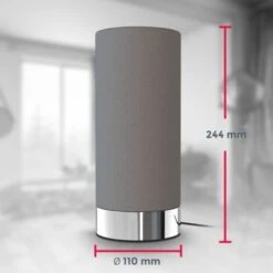 B.K.Licht I Lámpara De Mesa De Tela Gris I Función Táctil I Triplemente Regulable I E14 I Base Cromada I Sin Bombilla -Trio Ventas 29430874 4