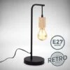 B.K.Licht Lámpara De Mesa Retro Doblada I E27 I Cable Con Interruptor I 1 Llama I Metal I Madera Negra -Trio Ventas 29666143 1