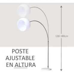 HOMCOM Lámpara De Pie Ajustable En Altura De 130-180cm Necesaria Bombilla E27 Máx. 40W -Trio Ventas 30483463 4