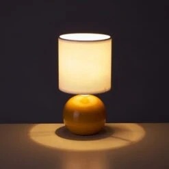 Lámpara Mesita De Noche De Bola De Cerámica Mostaza De Ø 13x24 Cm - -Trio Ventas 31445555 5