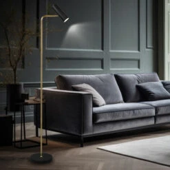 Lámparas De Pie, Luces, Lámpara De Lectura Para Salón, Lámpara De Pie, Foco Móvil, Latón Negro, 1x GU10, Al 151 Cm -Trio Ventas 31663498 2