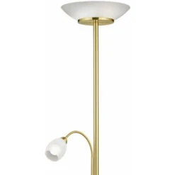 Proyector De Techo Lámpara De Pie De Latón Vidrio Blanco Iluminación De La Sala De Estar En Un Conjunto Que Incluye Bombillas LED -Trio Ventas 32534541 3