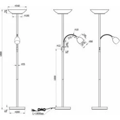 Proyector De Techo Lámpara De Pie De Latón Vidrio Blanco Iluminación De La Sala De Estar En Un Conjunto Que Incluye Bombillas LED -Trio Ventas 32534541 5
