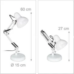 Relaxdays Flexo, Lámpara De Escritorio, Brazo Articulado, Luz De Lectura, E27, Metal, Blanco, 50 X 27 X 15 Cm -Trio Ventas 33531798 4
