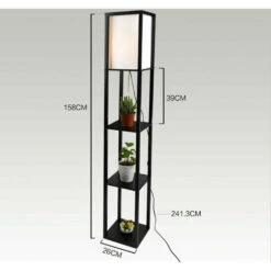 Lámpara De Pie Organizador Suelo Con 4 Estantes De Madera Lectura Pantalla LED E27 26 X 26 X 160cm Negro 11 Lámpara De Pie Organizador Suelo Con 4 Estantes De Madera Lectura Pantalla LED E27 26 X 26 X 160cm Negro -Trio Ventas 33534145 5