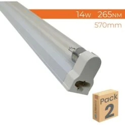Kit Soporte Y Tubo T5 LED Ultravioleta (UVC Germicida) 265nm 14W 570mm. Pack 2 Uds.