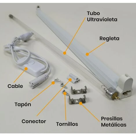 Kit Soporte Y Tubo T5 LED Ultravioleta (UVC Germicida) 265nm 14W 570mm. Pack 2 Uds. 5 Kit Soporte Y Tubo T5 LED Ultravioleta (UVC Germicida) 265nm 14W 570mm. Pack 2 Uds. - Imagen 3