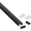 KIT - Perfil Aluminio BARLIS Para Tiras LED, 1 Metro, Negro