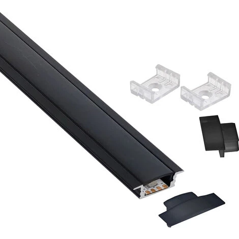 KIT - Perfil Aluminio KOBE PRESS Para Tiras LED, 1 Metro, Negro 3 KIT - Perfil Aluminio KOBE PRESS Para Tiras LED, 1 Metro, Negro