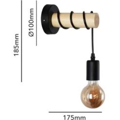 Aplique De Pared De Madera Rústico "MILA" Negro -Trio Ventas 35592726 4