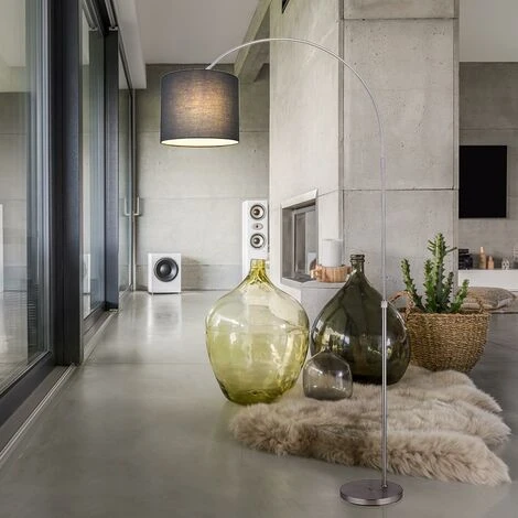 Lámpara De Pie De Arco, Pantalla De Tela, Lámpara De Pie, Salón Curvo, Lámpara De Arco Gris, Regulable En Altura, 1x LED 11W 1055Lm Blanco Cálido, L X Al 96x195 Cm 4 Lámpara De Pie De Arco, Pantalla De Tela, Lámpara De Pie, Salón Curvo, Lámpara De Arco Gris, Regulable En Altura, 1x LED 11W 1055Lm Blanco Cálido, L X Al 96x195 Cm - Imagen 2