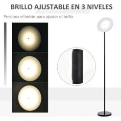 HOMCOM Lámpara De Pie LED 18 W/1800 Lm Con 3 Color Temperatura Cabezal Giratorio Y Base De Metal Lámpara De Lectura Para Salón Dormitorio Ø28x171,5 Cm -Trio Ventas 40294112 5