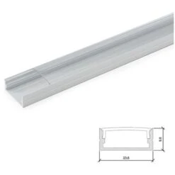 Perfíl Aluminio Para Tira LED Doble - Difusor Transparente X 2M (LLE-ALP014-T)