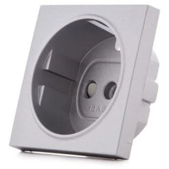 Cazoleta Panasonic Novella Toma Corriente Tt Lateral, Plata, (Compatible Mecanismo Karre) (GH-VK92205042)