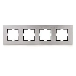 Marco Panasonic Novella 4 Elementos Horizontal-Vertical, Aluminio Eloxal Plata (Compatible Mecanismo Karre) (GH-VK92182324) -Trio Ventas 4227700 2